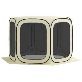 11 x 11ft Pop Up Screen Tent, UPF50+ Portable Camping Gazebo Screen House with Carry Bag, Beige