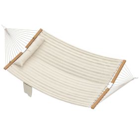 Outdoor Hammock 2-Person, with Pillow & Pad, 440 lbs Capacity, Cream White