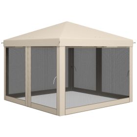210D Oxford 10' x 10' Pop Up Canopy Tent with Netting, Instant Screen Room House, Tents for Parties, Height Adjustable, with Carry Bag, for Outdo