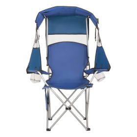 Camping Chair with Canopy Shade, Folding Beach Chair with Canopy & Magazine Pocket, 2 Cup Holders, 330 lbs Heavy Duty Support, Carry Bags for Out
