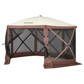Pop Up Gazebo Tent, Pop-Up Screen Tent 6 Sided Canopy Sun Shelter with 6 Removable Privacy Wind Cloths & Mesh Windows