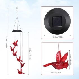 1PC Outdoor Solar Flaming Bird Wind Chime Lights, Outdoor Decorative Colorful Solar Wind Chimes (Option: Solar flame bird light)