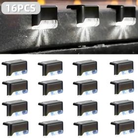 32&16 PCS Solar Deck Lights Outdoor Solar Step Lights Waterproof Led Solar Lights For Outdoor Stairs Step Fence Yard Patio And Pathway Family's G (Option: White Light 16Pack)