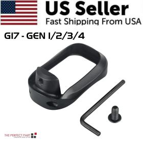Anodized Aluminum Flared Magwell For Glock 19/17/22/24/31/34/35/37 Gen 1/2/3/4/5 (Color: Black, Model: For G17 GEN 1-4)