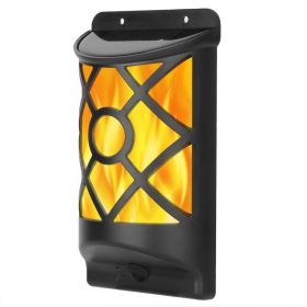 Forbidden To Sell On Walmart 1Pc Flame Solar Lights Outdoor 96 LEDs Waterproof Flickering Flame Wall Mount Lamp Auto On Off Sensor Decorative Lan (Option: Black)